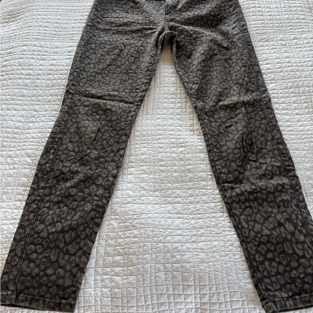 Guess Leopard Print Skinny Pants - Gray